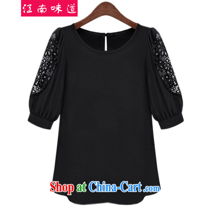 taste in Gangnam-gu, the female summer thick girls with graphics thin, short-sleeved Western thick sister leisure 100 ground in loose sleeved T-shirt T-shirt 204 black 5 XL recommendations 180 - 200 jack