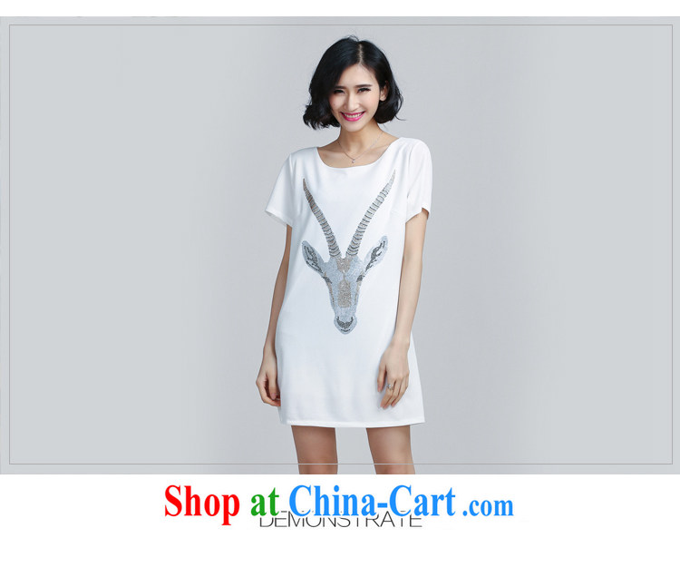 Five Rams City larger dresses summer wear thick, female video thin, Korean skirt thick sister leisure relaxed thick mm short-sleeved solid dresses 211 white 5 XL pictures, price, brand platters! Elections are good character, the national distribution, so why buy now enjoy more preferential! Health