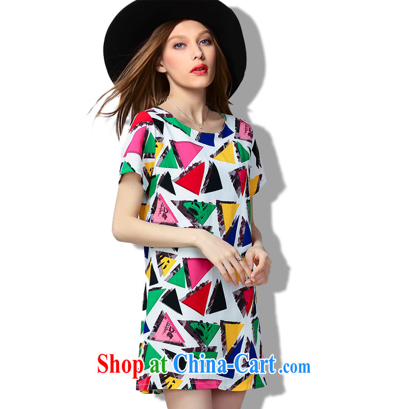 The load-ting as soon as possible, focusing on Graphics thin 2015 summer new, high-end European and American thick mm larger female increase the fat loose short-sleeved snow woven dresses 323 photo color 5 XL, Ting (zhuangting), online shopping