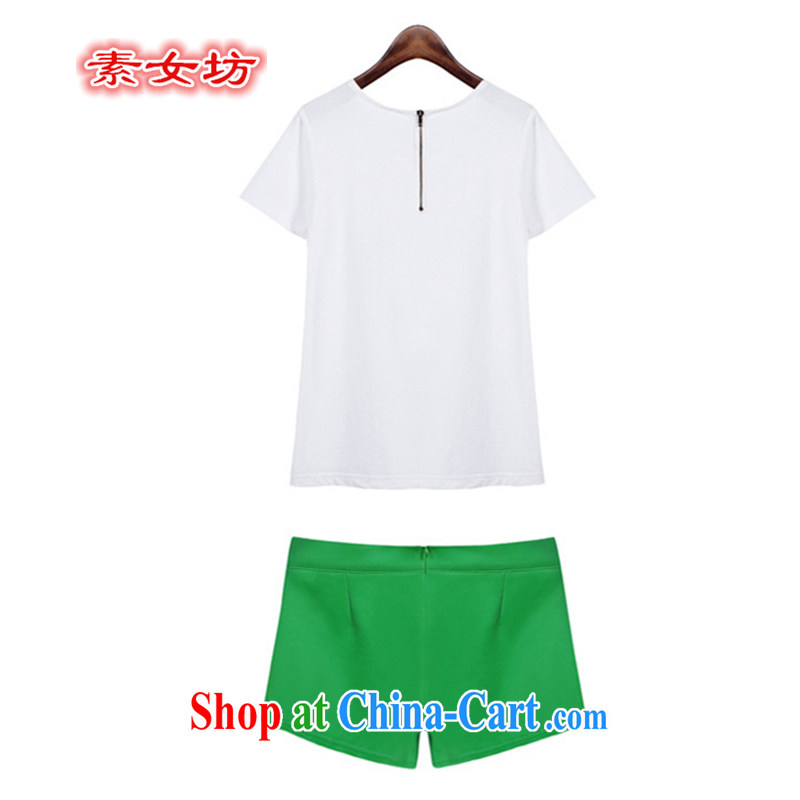 Women of 2015 workshop on the United States and Europe is increasing, women with thick mm sister summer, new short-sleeved short skirts trousers two piece set with 9076 graphics thin, green 4 XL recommendations 160 - 175 jack, female square (SUNVFANG), online shopping