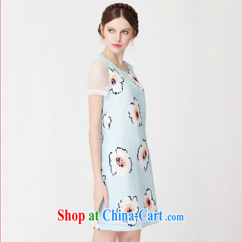 The silk, honey XL girls thick MM graphics thin summer stamp pasted cuff dress ZZ 1512 blue 2 XL (135 jack - 149 Jack through) to the population, honey, and shopping on the Internet