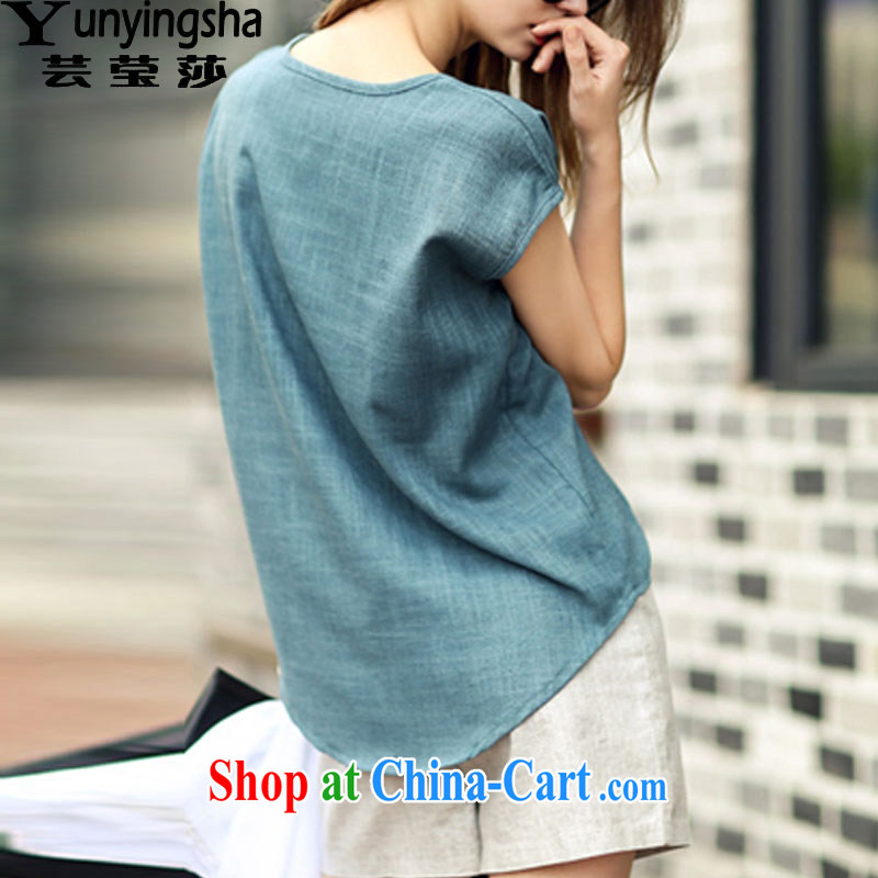 Anna soon Elizabeth summer 2015 new, larger female Leisure package unit the round-collar loose short-sleeve T-shirt Women's Shorts Package D 9089 Peacock Blue T + gray shorts XXXL Yun-ying, Elizabeth, and shopping on the Internet