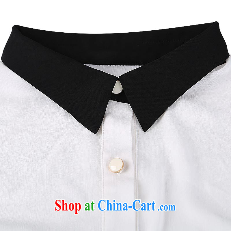 Of 200 Of The jack is indeed increasing, female fat mm summer, long, turn the collar short-sleeve woven snow white shirt the shirt loose 1356 large white code 5 200 XL around jack, Director (Smeilovly), shopping on the Internet