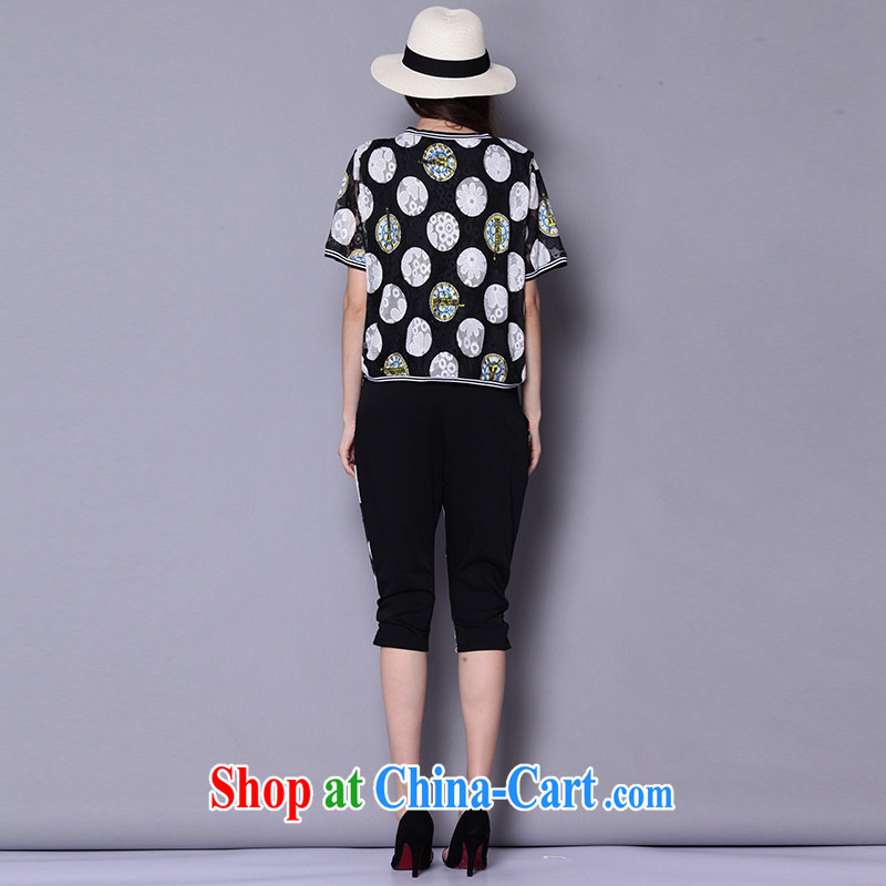 The Connie was a high-end European Summer 2015 with new, larger female aura Leisure package (lace stamp duty short-sleeved T-shirt + 7 pants) J 1306 A black XXXXL, Connie dreams, online shopping