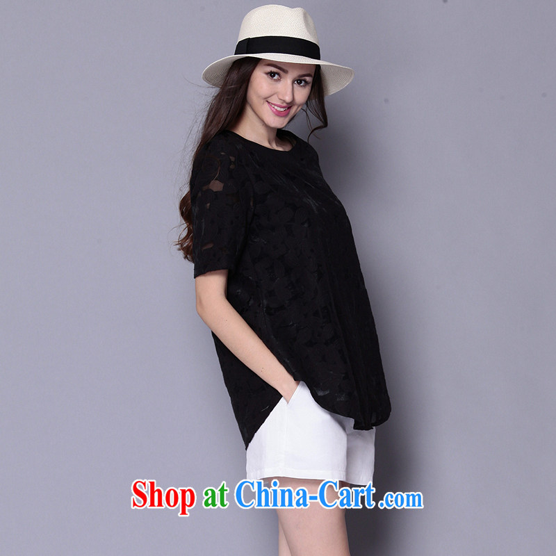 The Connie was a high-end European and American fare is indeed increasing, female 200 Jack 2015 summer New Style European root yarn plain colored loose short-sleeved T-shirt girl J 218 black XXXL, Connie dreams, shopping on the Internet