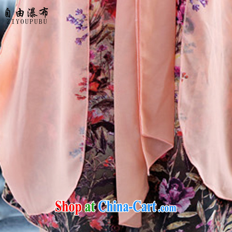 Free Fall 2015 summer new women with a sleeveless loose the code snow woven dresses A 888 leather pink 3XL, free Waterfall (ZIYOUPUBU), online shopping