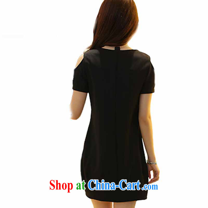 Cayman, slavery 2015 summer new emphasis on MM and indeed increase, female Korean version of the new graphics thin beauty thick sister short-sleeved dresses black XXXL, the slave (Manhanu), online shopping