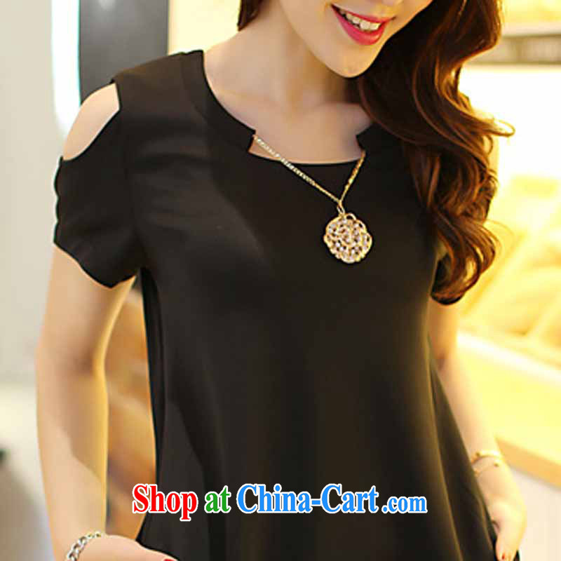 Cayman, slavery 2015 summer new emphasis on MM and indeed increase, female Korean version of the new graphics thin beauty thick sister short-sleeved dresses black XXXL, the slave (Manhanu), online shopping