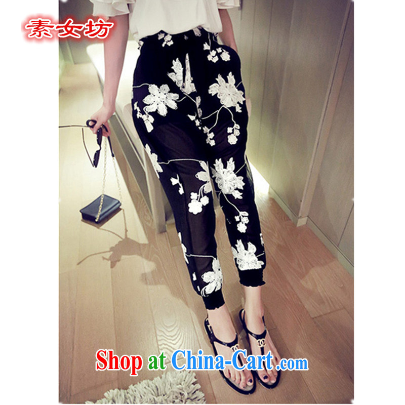Women of the workshop code' pants, pants 2015 summer New, and indeed increase 200 Jack thick snow MM woven graphics thin female pants 698 black XXXXL