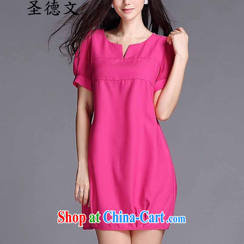 The German 2015 summer new, large, female, long, thick MM Korea and indeed increase short-sleeved snow woven dresses of red XXXXL