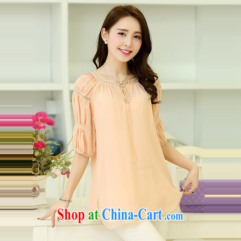 Song Meng Yin Yue XL girls summer wear new Korean loose lace shirt short-sleeved video thin ice woven shirts R 1085 blue 3 XL (150 - 165 ) jack, Song had Yin Yue, shopping on the Internet