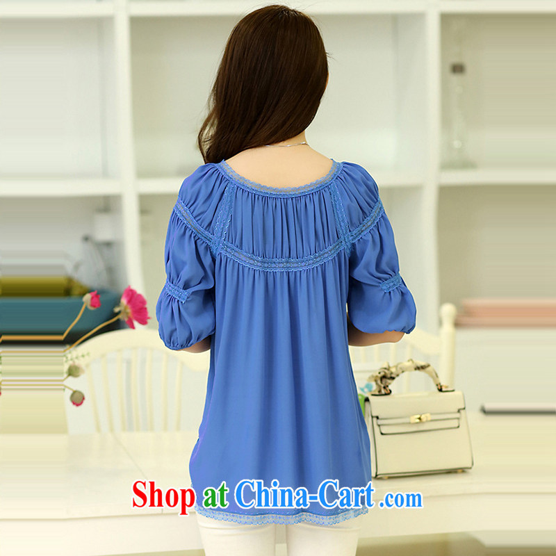 Song Meng Yin Yue XL girls summer wear new Korean loose lace shirt short-sleeved video thin ice woven shirts R 1085 blue 3 XL (150 - 165 ) jack, Song had Yin Yue, shopping on the Internet