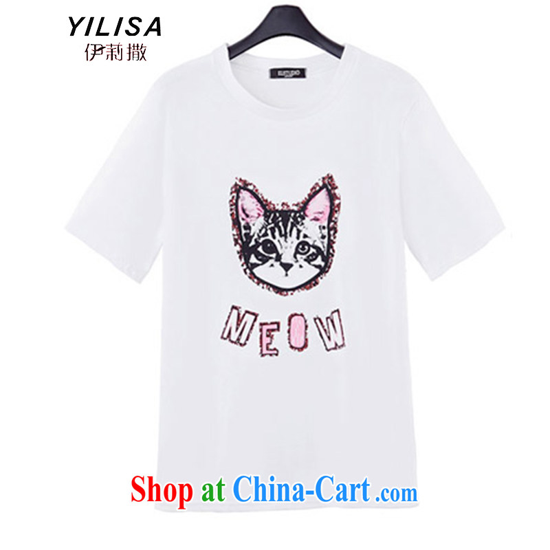 2015 YILISA in Europe and America, the female thick mm summer short-sleeved T-shirt and indeed graphics thin ice woven castor pants, trousers Leisure package M 322 Map Color XXXL for 150 - 170 jack, she sub-Saharan (YILISA), online shopping
