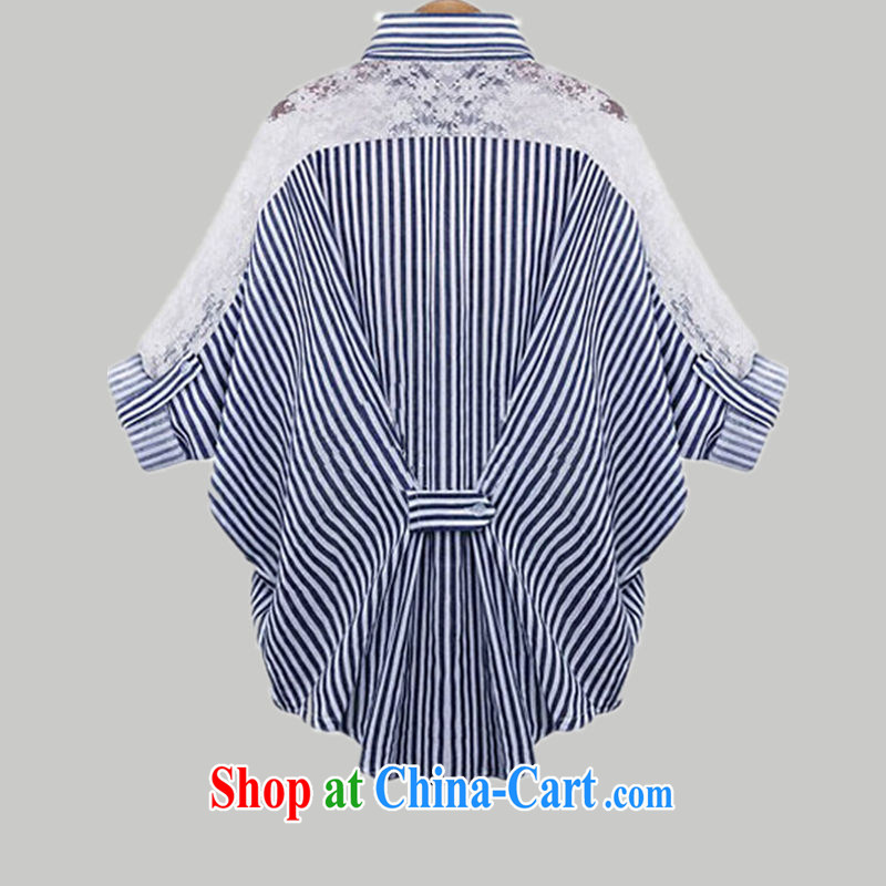 The Zaytun Unit, 2015 summer stripes graphics thin thick mm the fat and loose bat sleeves in Europe and America, the ladies lace shirt 200 Jack SJ 2621 blue and white stripes 5 XL 180-200, coral blue, and shopping on the Internet