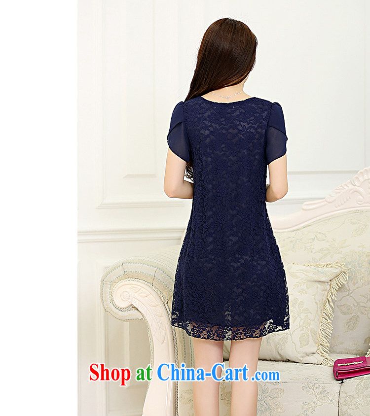 Summer terrace of the secret 2015 and indeed XL lace short sleeve dress short-sleeved video Thin women very large blue code 4 XL pictures, price, brand platters! Elections are good character, the national distribution, so why buy now enjoy more preferential! Health