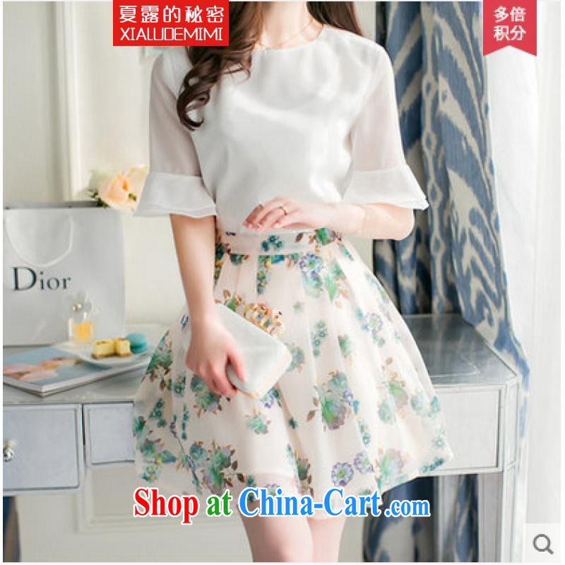 Summer terrace of the secret 2015 female Korean two-piece stamp snow woven dresses semi-dress and clothing Green S