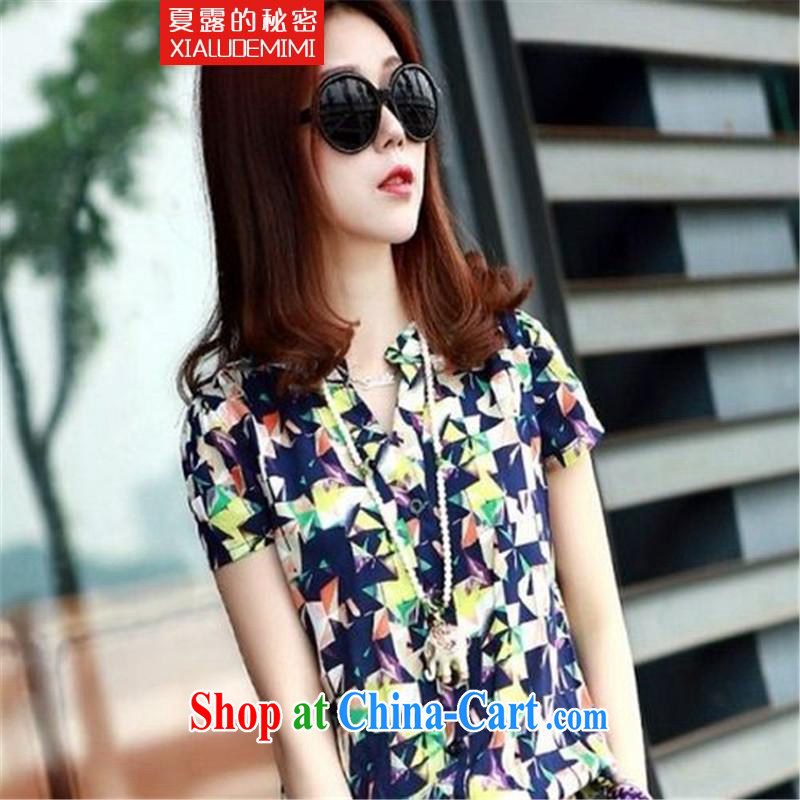 Summer terrace of the secret 2015-pants video thin stamp short sleeve shorts casual floral double-pants blue white red 3 corner-The Code XXXXL, summer terrace of the secret (SECRET OF CHARLOTTE), online shopping