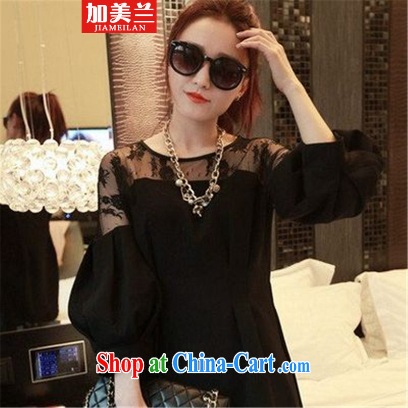 The United States, the 2015 code female thick mm video thin and thick lace shirt dress black large code XXXXL