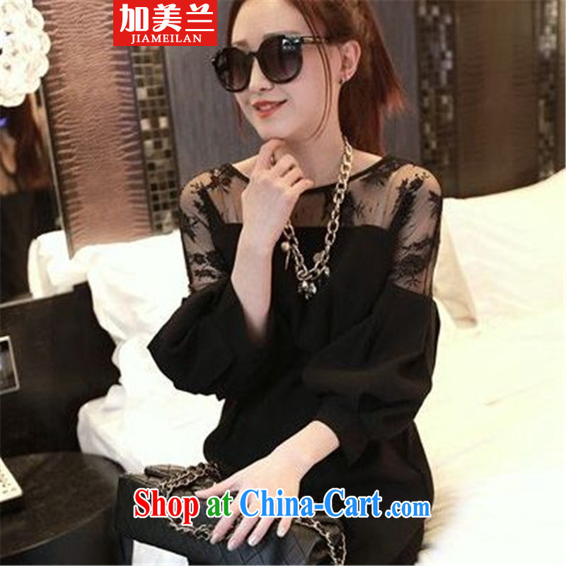 The United States, the 2015 code female thick mm video thin and thick lace shirt dress black large code XXXXL, the United States, (JIAMEILAN), shopping on the Internet