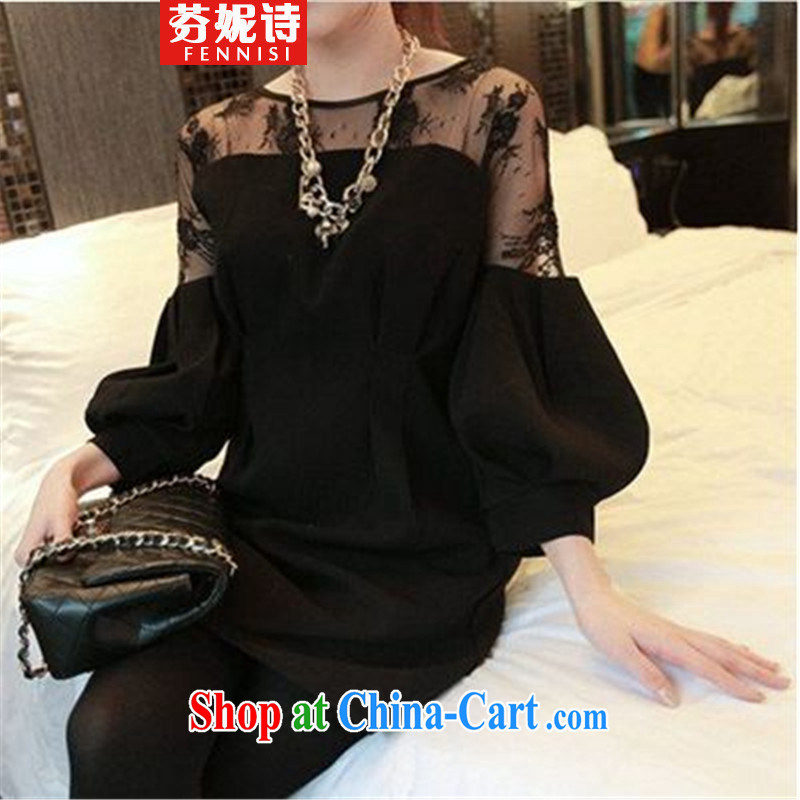 Fernie poetry 2015 the Code women thick mm video thin and thick lace shirt dress black large code XXXXL, Fernie, (FENNISI), shopping on the Internet