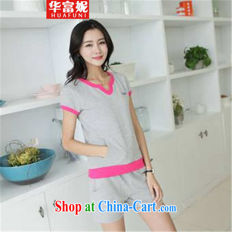 Wah Fu Connie 2015 Korean version of the greater, short-sleeved Sport Kits WOMEN's SHORTS set the gray M, Wah Fu Ni (HUAFUNI), shopping on the Internet