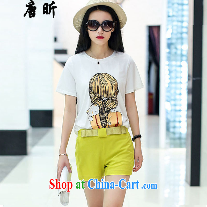 Tang year summer new Korean version the Code women loose video thin two-piece T-shirt snow woven short-sleeved thick MM T-shirt + shorts the Color_1989 2 XL 135 - 145 Jack left and right