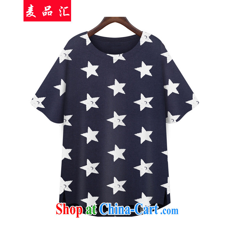 Mr MAK, Exchange 2015 Summer in Europe and the new, larger female and FAT and FAT MM 200 Jack loose video thin short-sleeve stars T shirt 8989 blue 4 XL