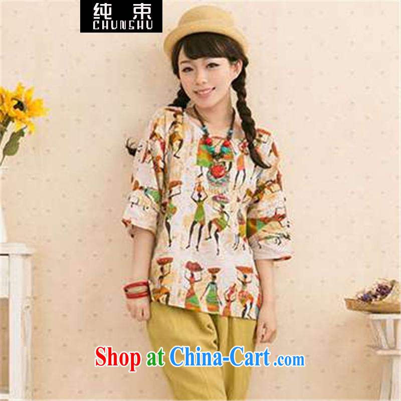 Pure beam 2015 leisure loose the Code and the Commission cotton arts stamp T pension picture color L 125 jack, pure beam (CHUNSHU), shopping on the Internet