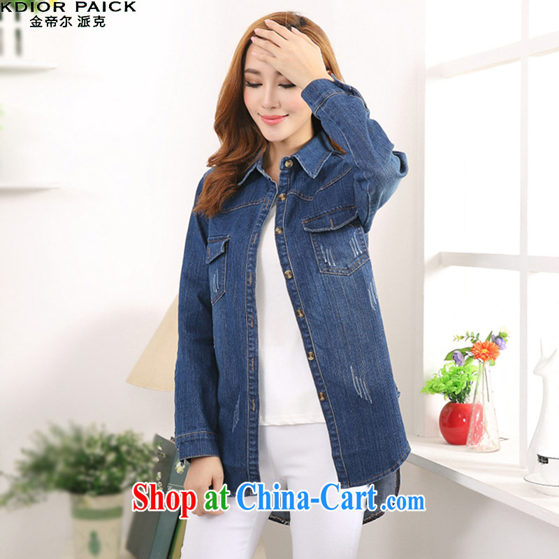 Kim Jong-il in Dili, the 2015 spring and a large, female denim shirt ladies video thin T-shirt 836 blue XL