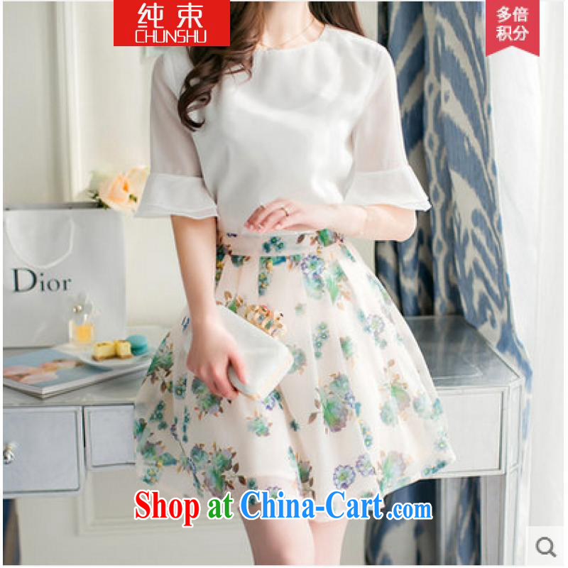 Pure beam 2015 female Korean two-piece stamp snow woven dresses semi-dress and clothing green XL