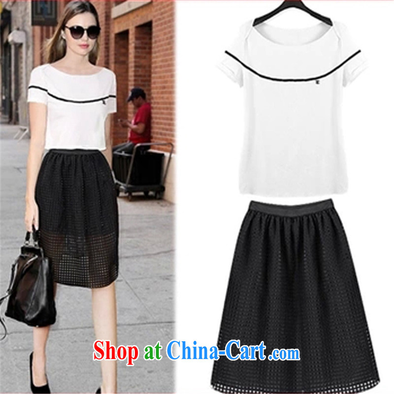 Women of 2015 workshop on new white T pension plus the root yarn skirt the fat and loose video thin stylish thick sister larger female Two-piece 876 photo color XXXL recommendations 140 - 160 jack