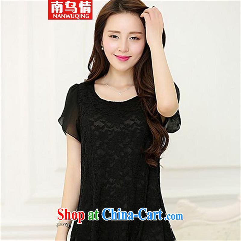 The South, 2015 and indeed XL lace short sleeve dress short-sleeve graphics thin female black large number 3 XL, south Uzbekistan (nanwuqing), shopping on the Internet