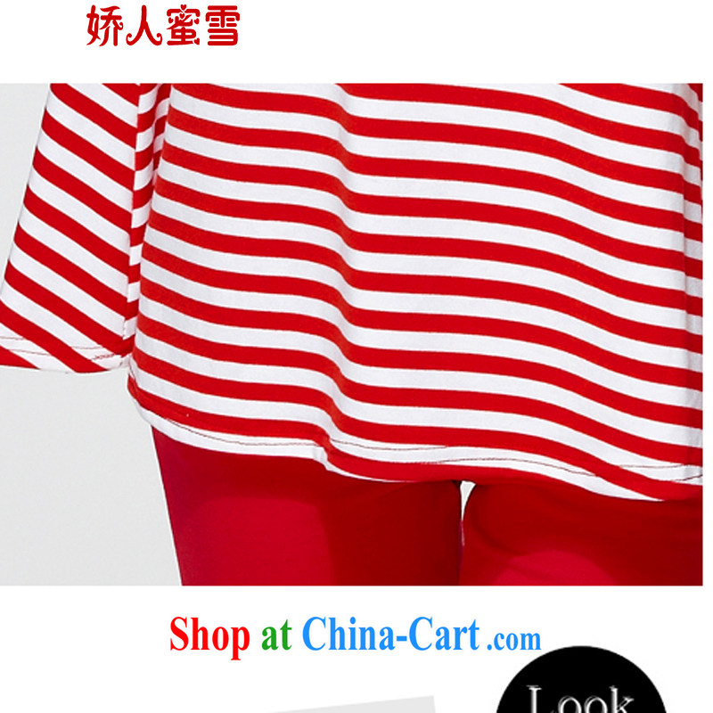 Aviation, honey snow mm thick and fat increases, female sports T-shirt package thick sister loose Korean spring big red code 4 XL (165 - 185 ) jack, aviation, honey and snow, and on-line shopping
