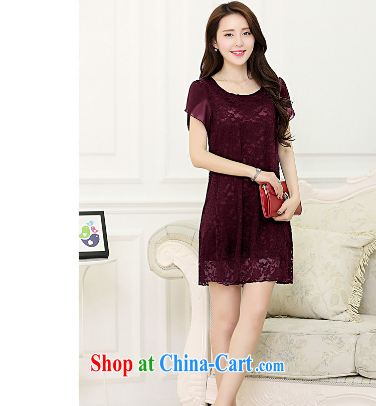 Pure beam 2015 is indeed the XL lace short-sleeved dress short-sleeved video thin female dark blue large code 4 XL pictures, price, brand platters! Elections are good character, the national distribution, so why buy now enjoy more preferential! Health