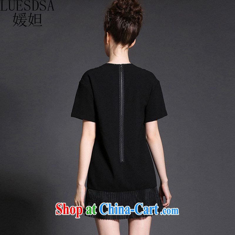 Yuan Zobaida Jalal 2015 spring and summer, the United States and Europe, the female loose mask poverty video thin short-sleeve embroidery flower mm thick snow woven dresses YD 146 black 3 XL, Yuan (LUESDSA), and shopping on the Internet