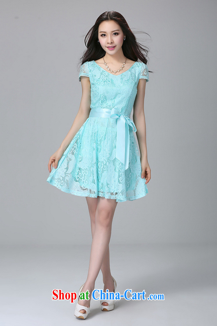Hi Princess slave new products, female summer Korean Openwork lace floral short-sleeve belt around his waist dresses Y 21,959 large blue code 4 XL pictures, price, brand platters! Elections are good character, the national distribution, so why buy now enjoy more preferential! Health