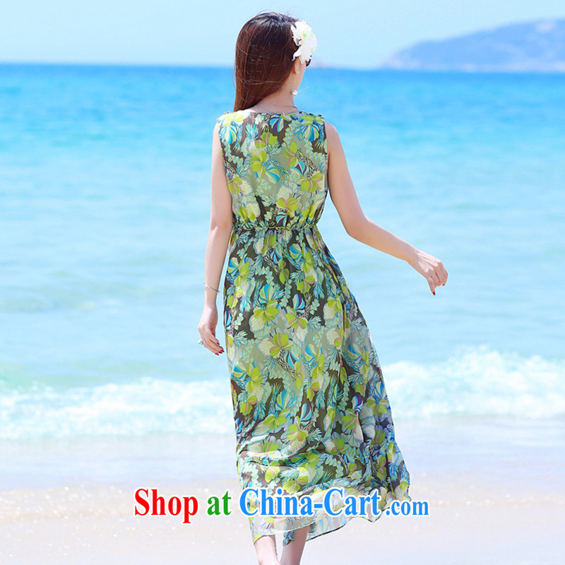 Jun is too 2015 summer with the Code female snow woven dresses New Heavens, stamp green fresh sleeveless round neck long skirt green M, Jun (JIUN TAY), online shopping