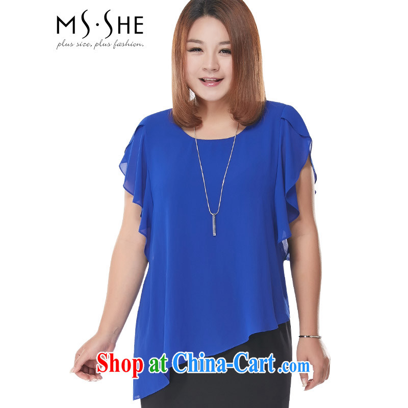 The MSSHE indeed XL women 2015 new summer thick sister mm video thin dresses pre-sale 4031 color blue - pre-sale on 30 June to the 3 XL