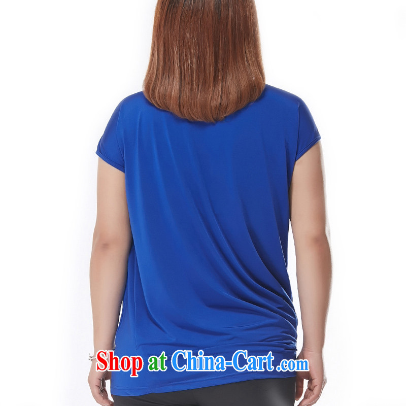 The MSSHE indeed increase, female short-sleeve T-shirt 2015 new summer mm thick, round collar T-shirt T-shirt 2951 color blue 4 XL, Msshe, shopping on the Internet