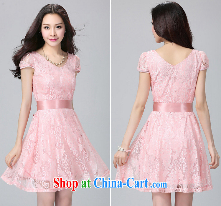 The package mail and ventricular hypertrophy, dresses 2015 new summer sweet V collar lace OL skirts mm thick dress short-sleeved beauty skirt blue 4 XL approximately 170 - 185 Jack pictures, price, brand platters! Elections are good character, the national distribution, so why buy now enjoy more preferential! Health