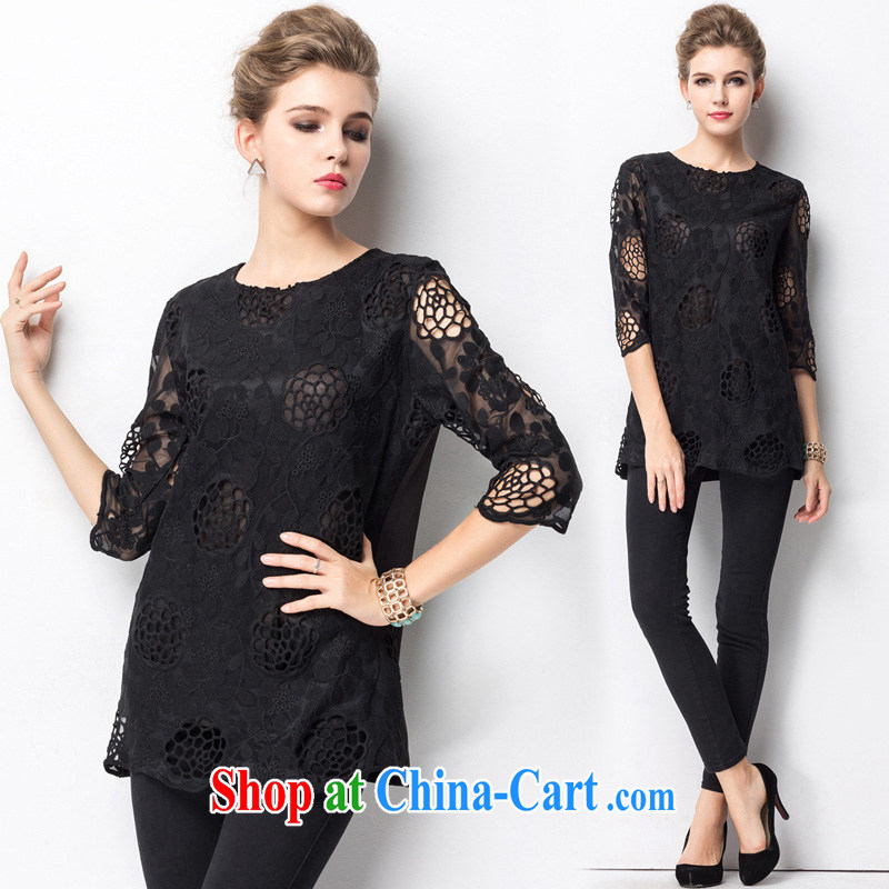 The bubbles in Europe and the load is increased, the load spring and summer mm thick hook flower Openwork lace snow woven shirts, sleeveless black the European site new 3XL recommendations 162 - 175 jack, the bubbles, and, online shopping