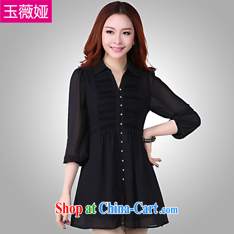 Jade Ms Audrey EU SIA 2015 new products, female Summer Snow woven shirts long-sleeved beauty graphics thin wrinkled, long T-shirt girl Y 1069 black 6 XL _200 - 230 _ jack