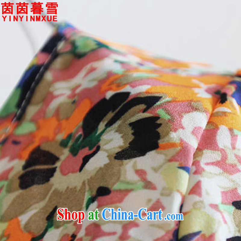 Athena Chu Yan and snow summer 2015 new elastic waistband decorated with floral long, large, snow-woven shirts dresses larger women 5255 LYQ XXXL suit, Yan Yan, Xue (yinyinmuxue), online shopping