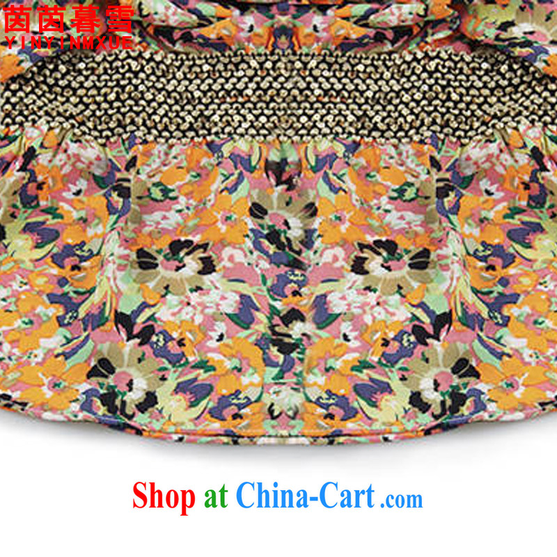 Athena Chu Yan and snow summer 2015 new elastic waistband decorated with floral long, large, snow-woven shirts dresses larger women 5255 LYQ XXXL suit, Yan Yan, Xue (yinyinmuxue), online shopping