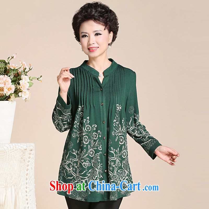2015 Ousmile new spring and summer in stamp duty long shirt mom with solid shirt T-shirt T shirts in the elderly, female 320 green 4 XL, Ousmile, shopping on the Internet