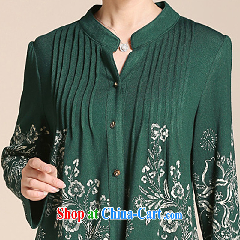 2015 Ousmile new spring and summer in stamp duty long shirt mom with solid shirt T-shirt T shirts in the elderly, female 320 green 4 XL, Ousmile, shopping on the Internet
