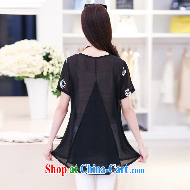 In short, people would be 2015 Korean version of the new, thick sister graphics thin large numbers leave two embroidered snow-woven dresses female J 837 black 3 XL, in short, people would be (Janrelove), online shopping