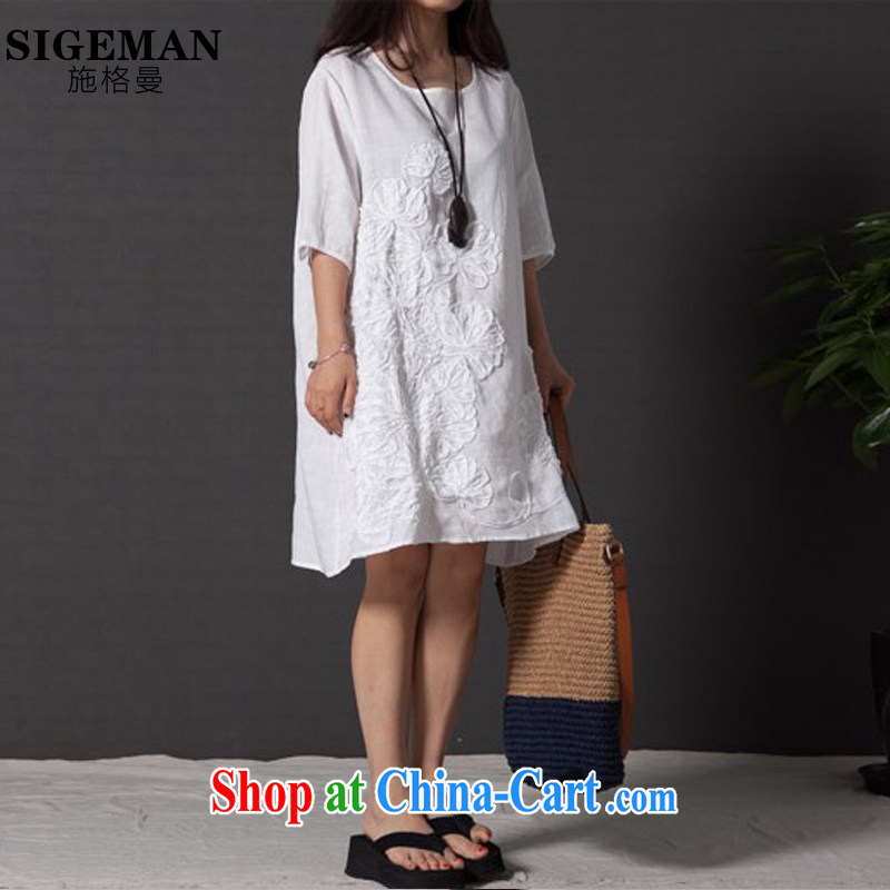Rate the Cayman 2015 new, larger female literary and artistic, small fresh dresses thick MM loose embroidered short sleeves Ethnic Wind cotton the dresses female wine red XXL, the Cayman (SIGEMAN), and, on-line shopping