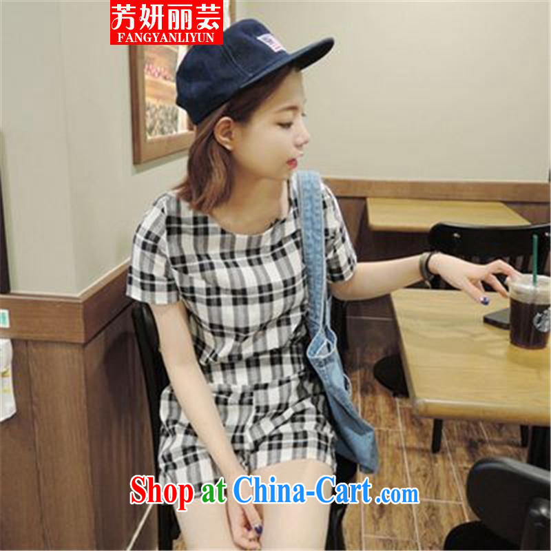 Fang Yu-na Lai-wan 2015 cotton the grid package T-shirt pants blue-and-white checkered L, Fang Yan Lai-wan, and shopping on the Internet