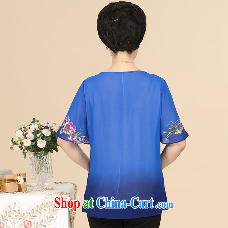 3 road rock 2015 summer happy mom with rich floral elegant fresh the old style, older short-sleeved round neck snow woven shirts YF 120 Lake blue XXXXL, 3rock, shopping on the Internet